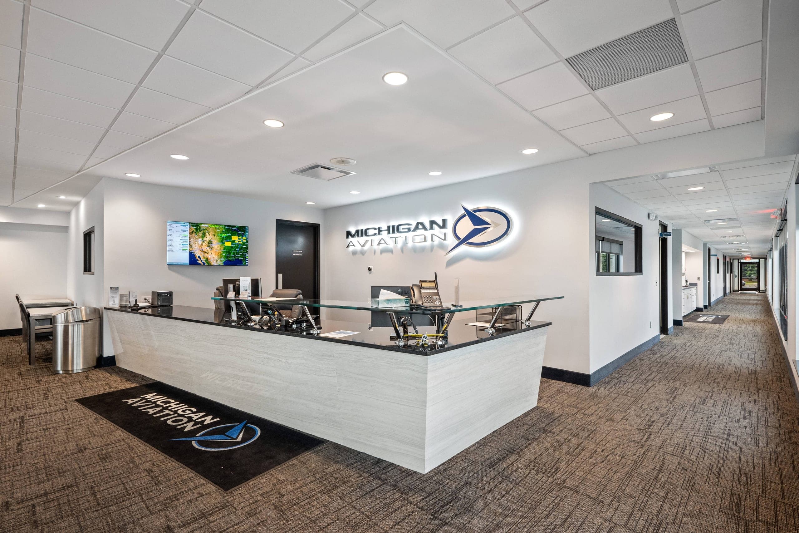 Michigan Aviation FBO front desk at Oakland County International Airport KPTK